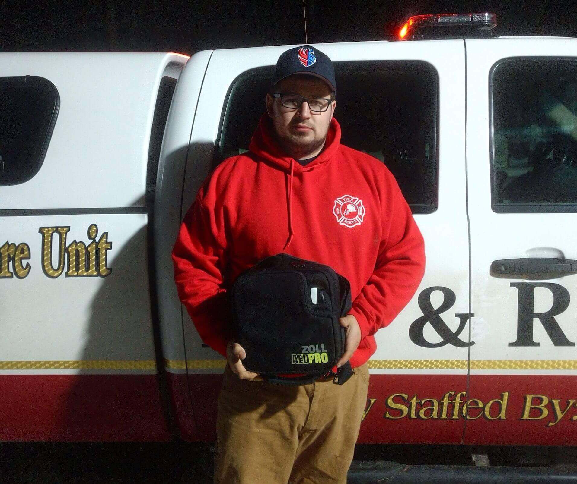 Brandon Tegen of White Lake Fire Department, AED.us giveaway winners
