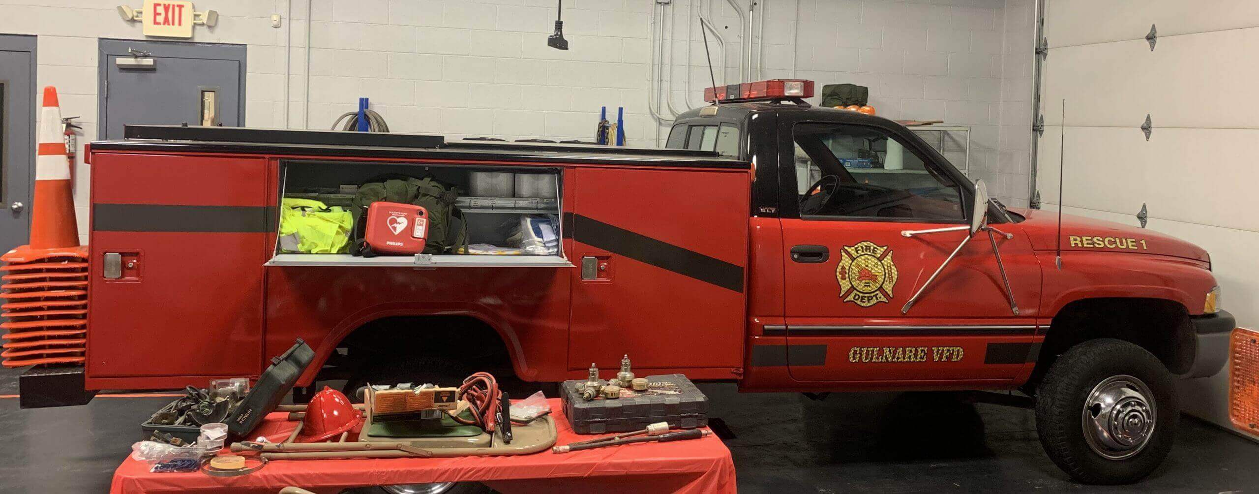 Truck with AED donated to Gulnare Fire Department by AED.us