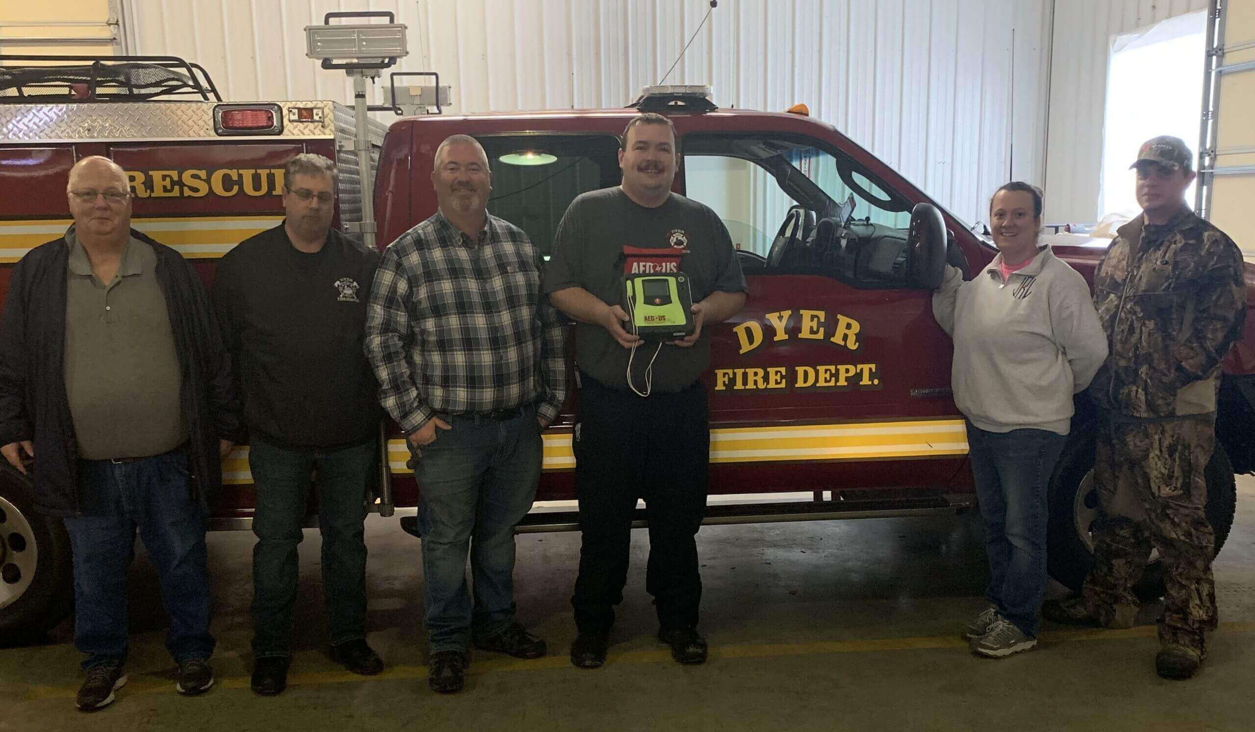Ryan Shanklin and other Dyer Fire Department staff, AED.us giveaway winners