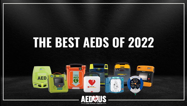 Spotlight shining down on AEDs with black background