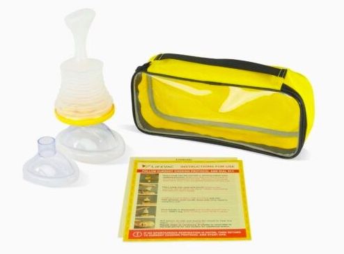 LifeVac choking rescue device travel kit.