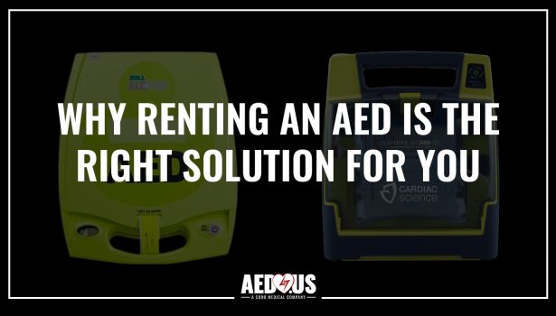Two aeds with black background. Why renting an aed is the right solution for you