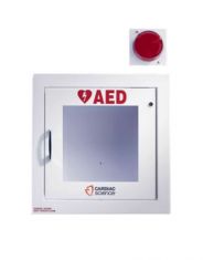 Cardiac Science AED Wall Cabinet: Semi-Recessed with Alarm & Strobe, Security Enabled