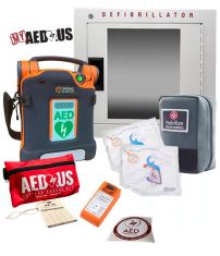Powerheart G5 AED Sports & Athletics Value Package - G5 AED, Adult and Pediatric Pads, Battery, AED/CPR Rescue Kit, Inspection Tag, Mobilize Rescue Systems Compact Kit, Wall Cabinet, and AED Inside Decal