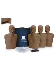 PRESTAN Professional Adult Jaw Thrust Manikin w/ CPR Monitor - Dark Skin Tone (4-pack)