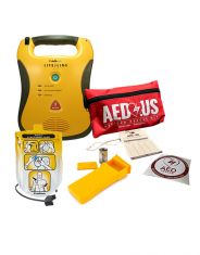 Defibtech Lifeline AED - Encore Series (Refurbished AED) comes with pads, battery, AED/CPR rescue kit, inspection tag, and AED Inside decal