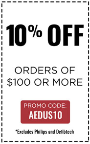 10% off orders of $100 or more. Excluding Defibtech and Philips